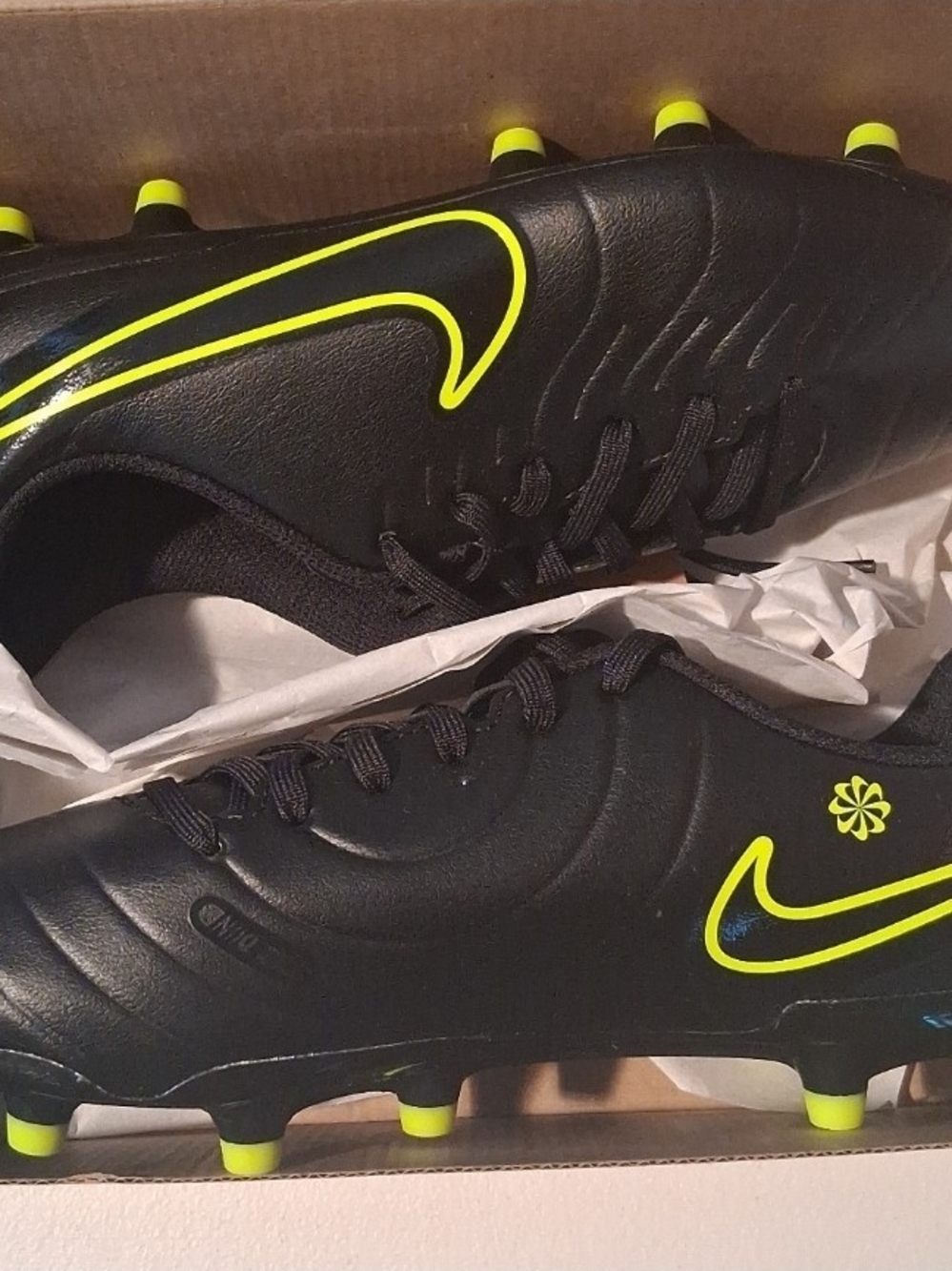 Nike Big Boy Black Soccer Cleats with Neon Yellow Accents